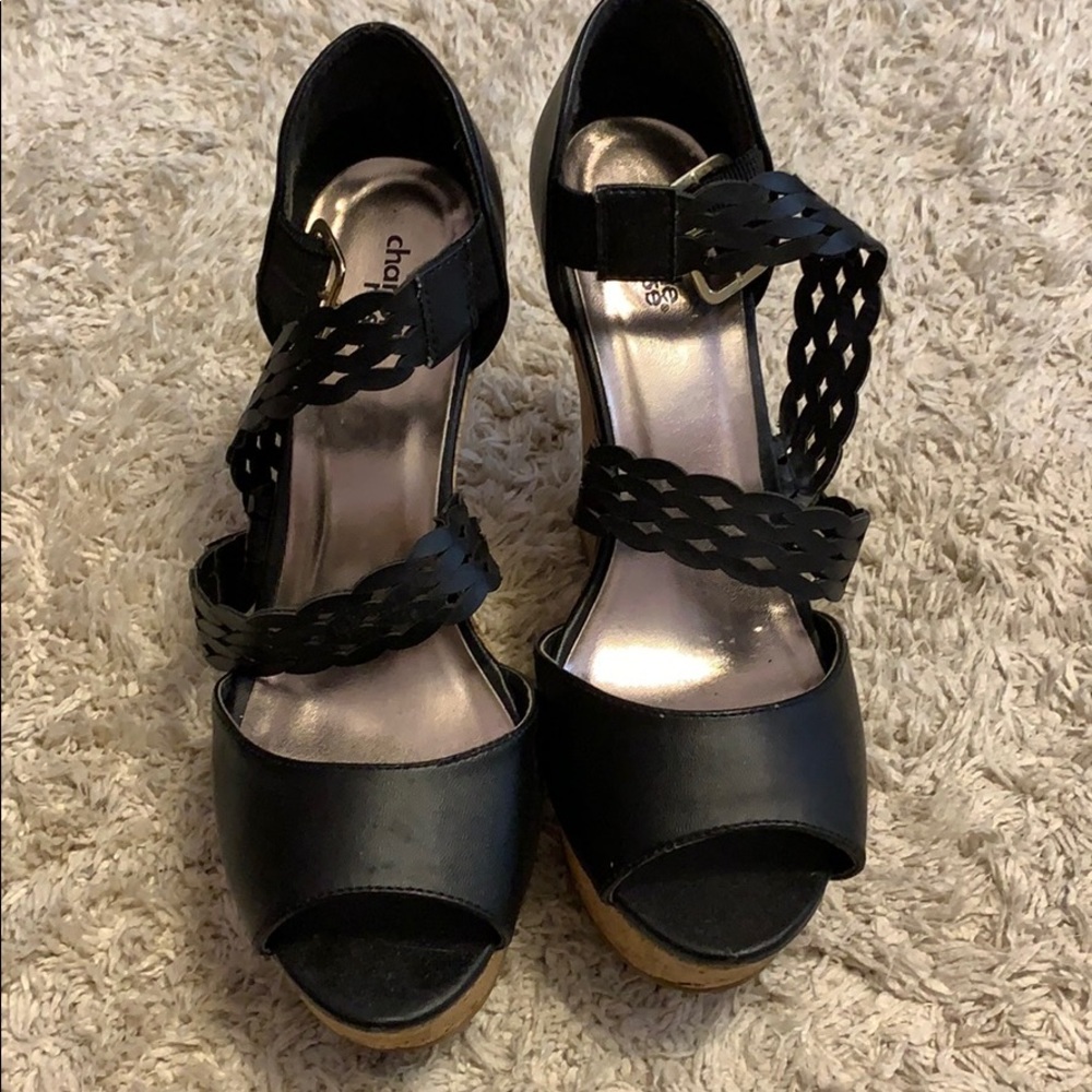 Black cork wedges 5 inch